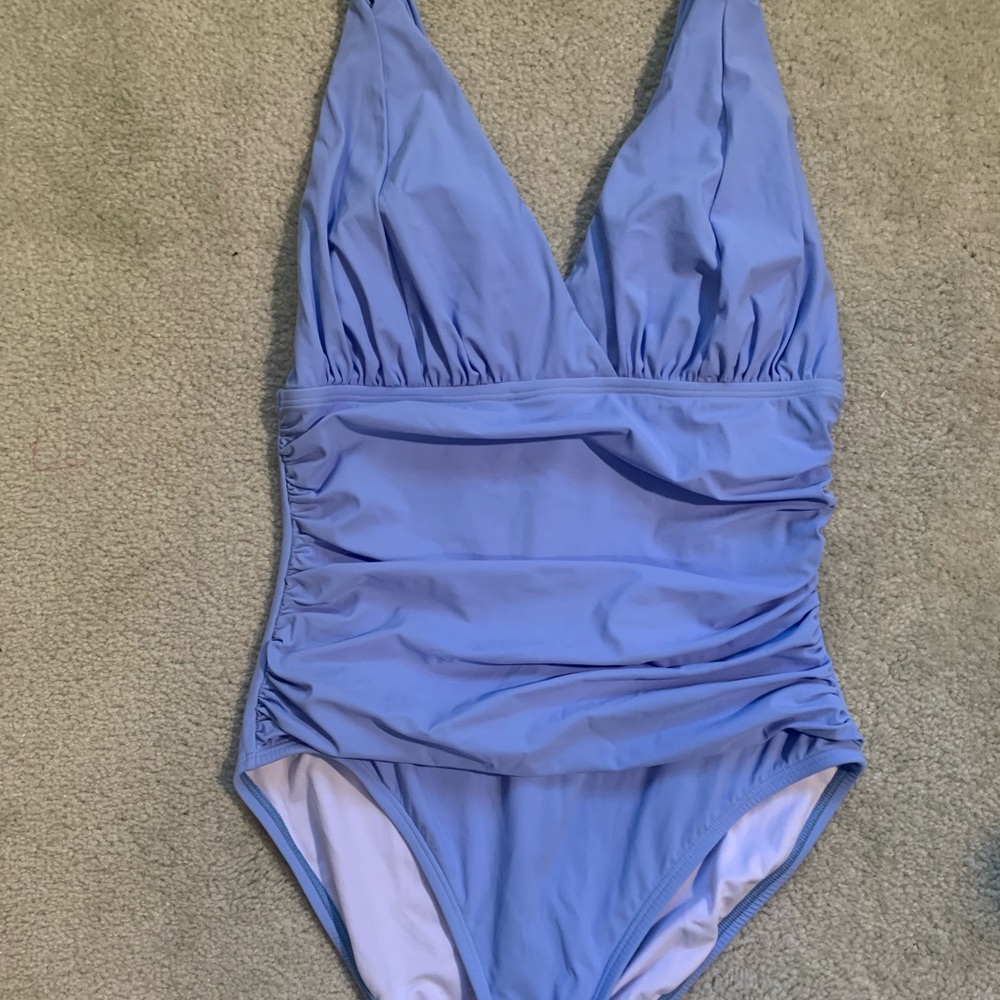 La Blanca blue one piece bathing suit